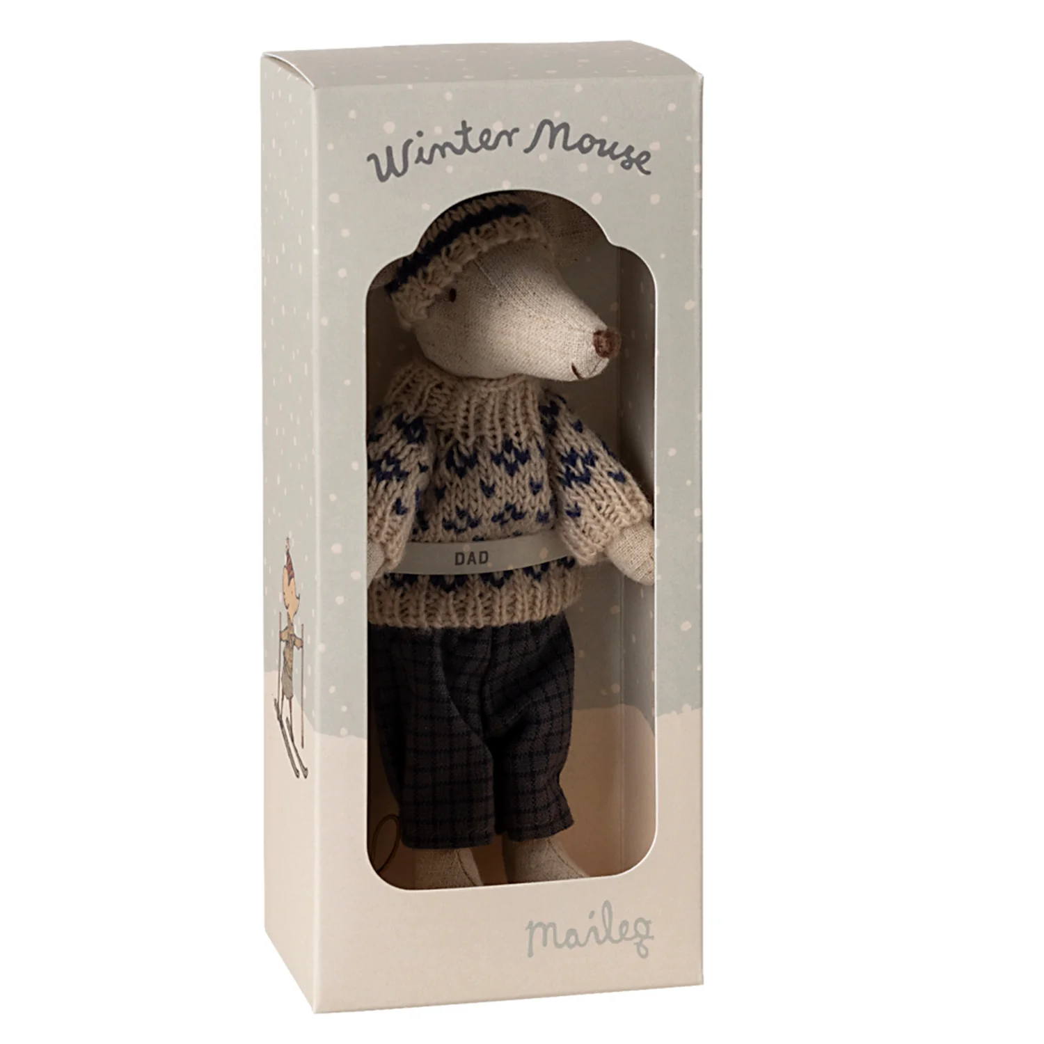Maileg Winter Mouse with Ski Set - Dad (Blue) - Image 3