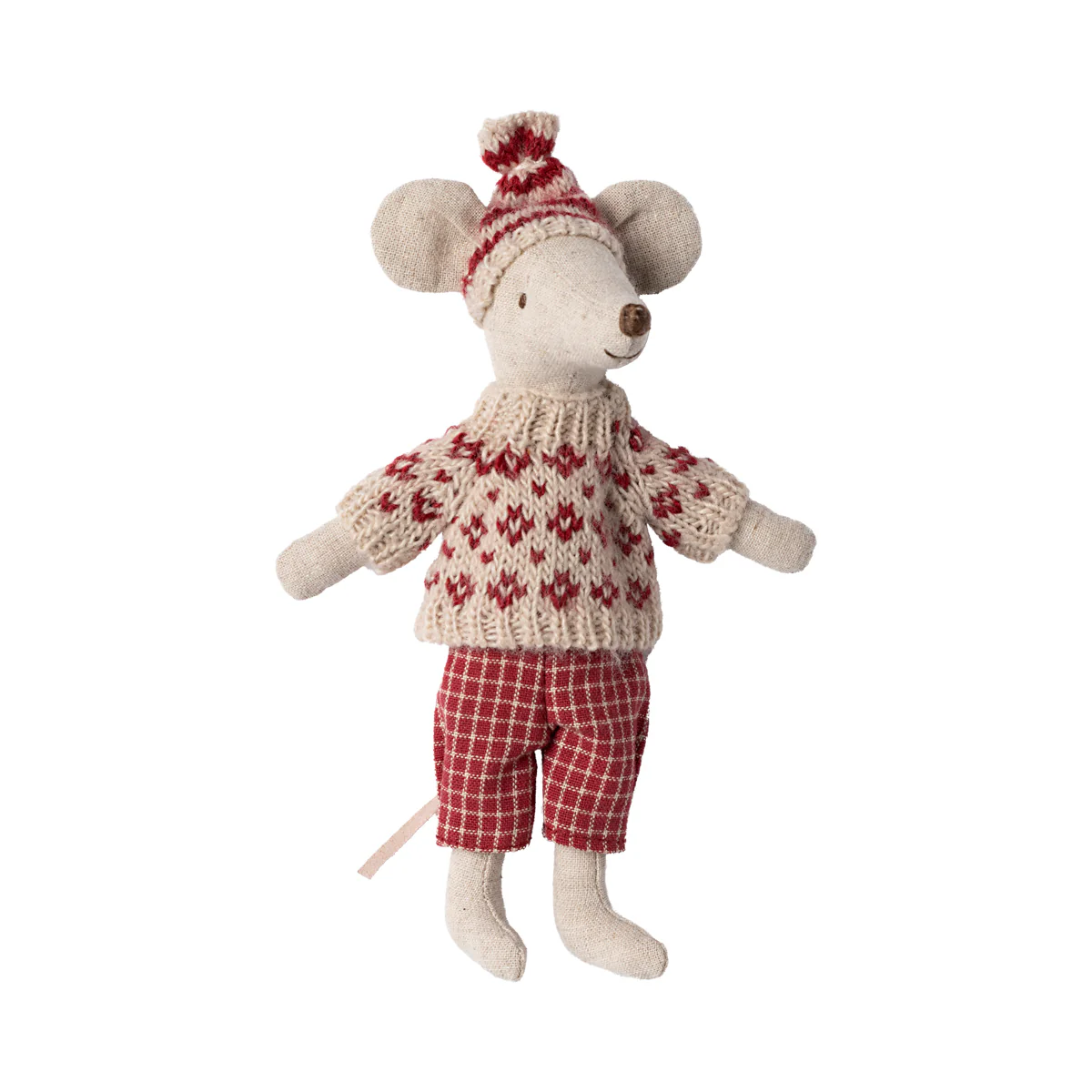 Maileg Winter mouse with ski set, Mum - Red - Image 3