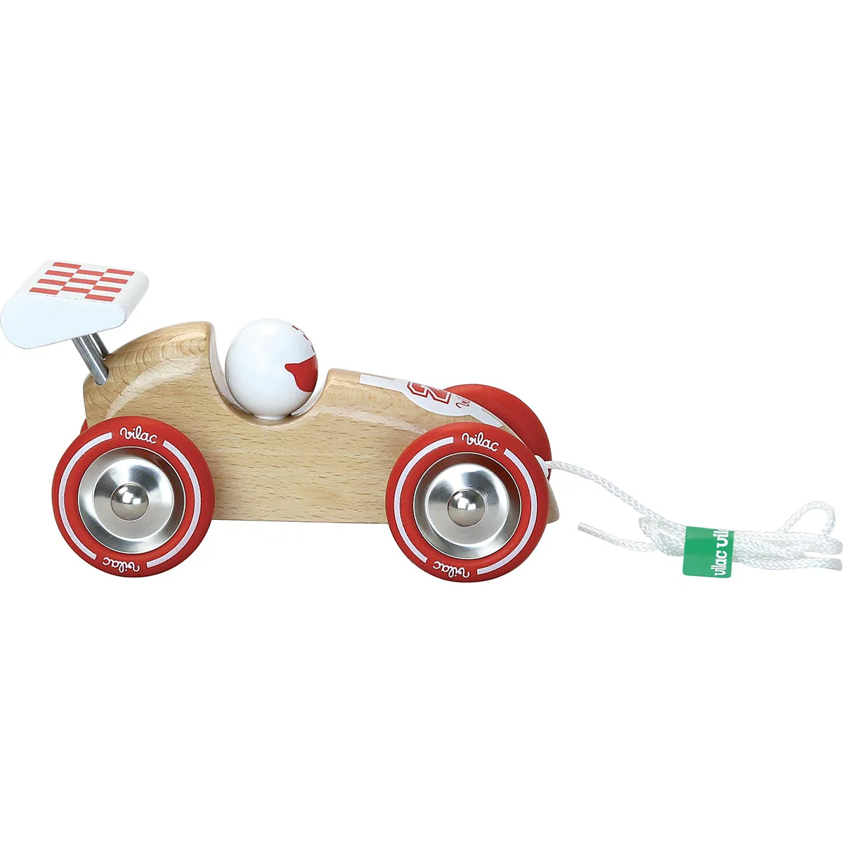 Pull Along Racing Car - Natural Wood - Image 3