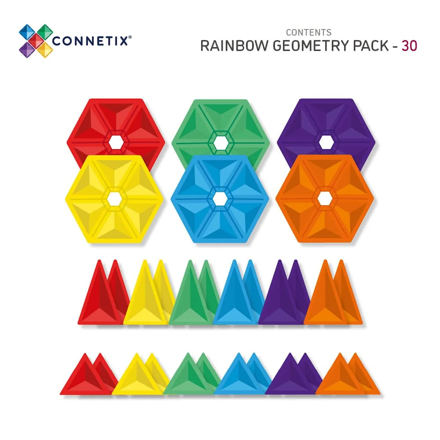 CONNETIX Magnetic Tiles RAINBOW Geometry Pack 30 pcs. - Image 2