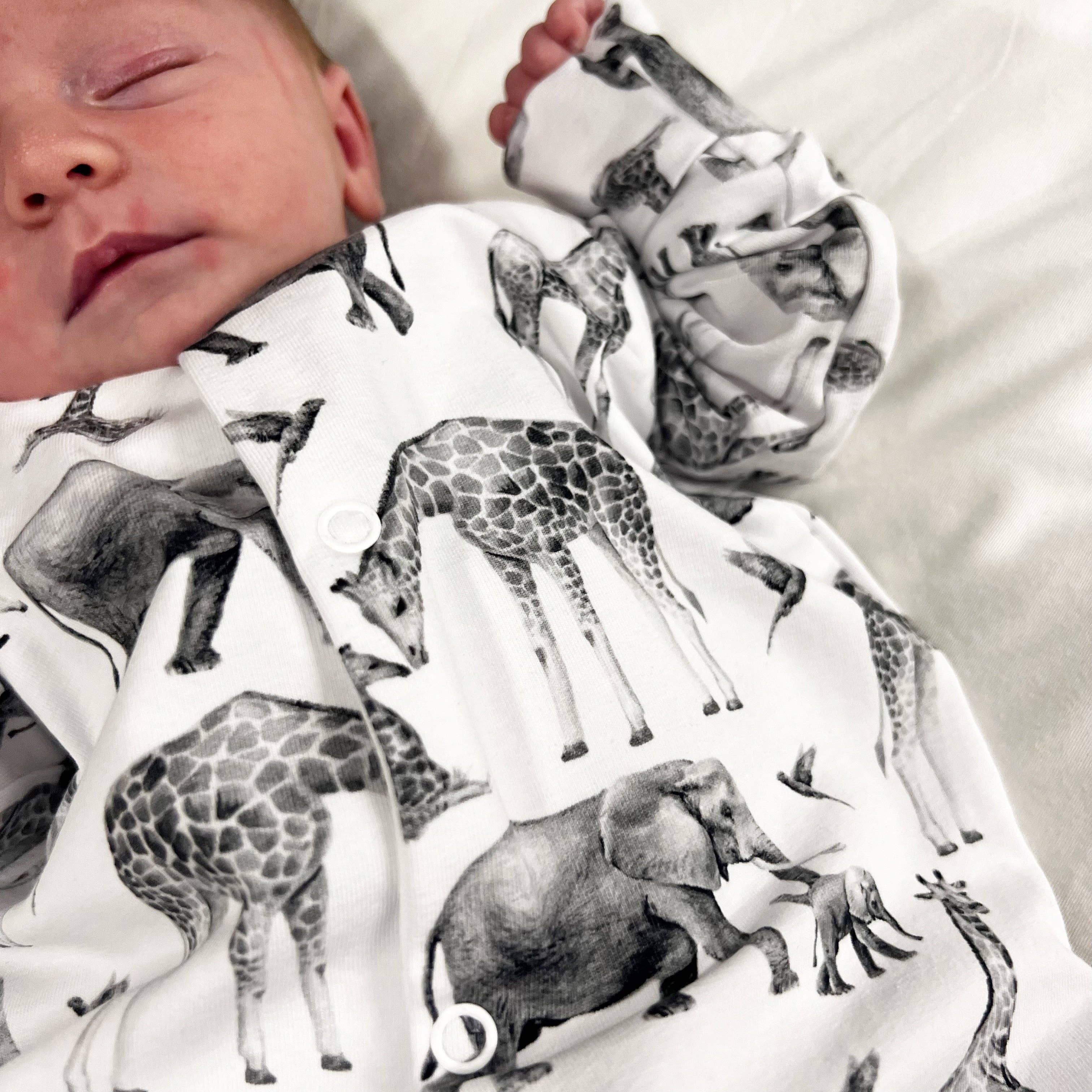 Baby Cotton Onesie – Safari Animal Print